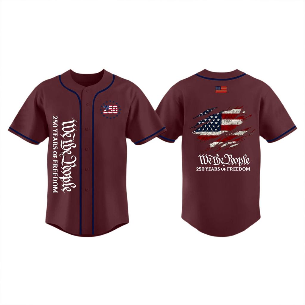 Unisex Baseball Jersey Lightweight Athletic Top Independence Day Print Full Sleeve Casual Shirt Suitable for Outdoor Sports and Daily Wear