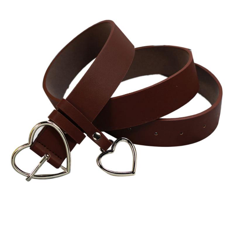 Korea Japan Style Soft Girl Love Heart Metal Buckle Pu Leather Belts Ladies Office Work Runway Belt