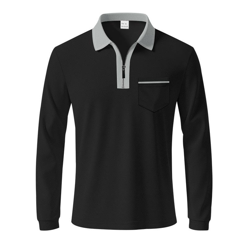 Spring Classic British-style POLO Shirt with Zipper Quick-drying and Breathable