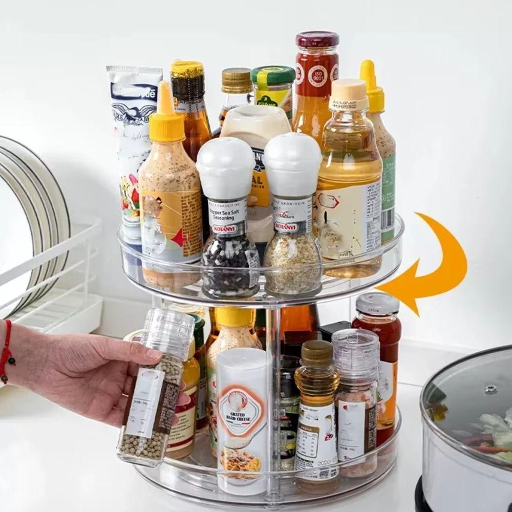 360 Rotating KitchenStorage Rack 1/2/3-layer Makeup Storage Trays Spice  Seasoning Shelf  Lipstick