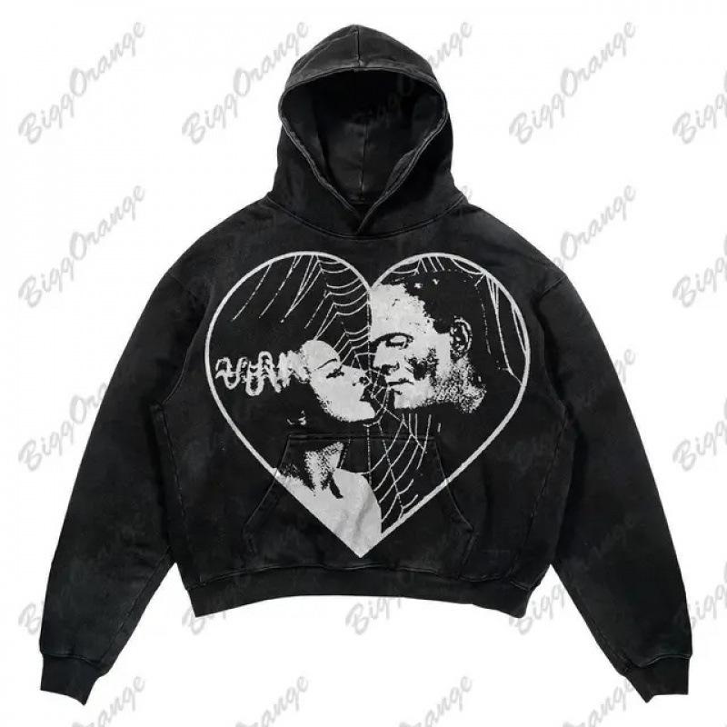 Street Trendy Brand Skull Pullover Sweater Digital Printing Casual Loose Hooded Sweater
