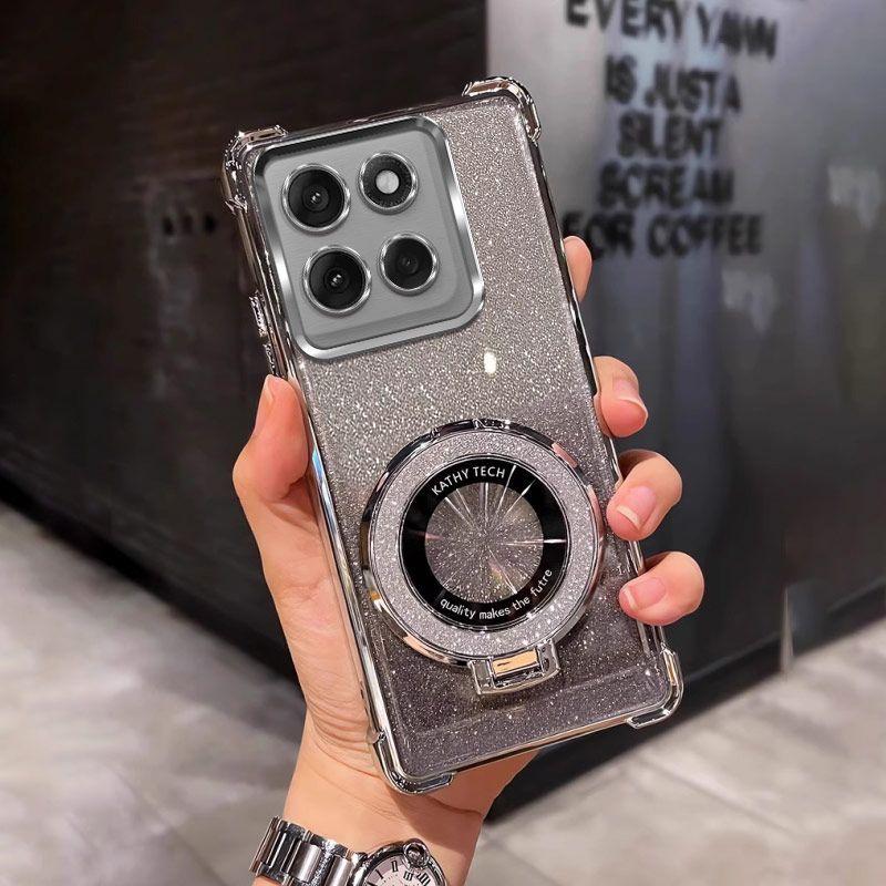 Funda de Lujo con Purpurina de Cuatro Esquinas para Motorola Signature Moto Edge 70 Ultra 60 Fusion 50 Pro G87 G77 G67 G86 Power Funda Resistente a los Golpes