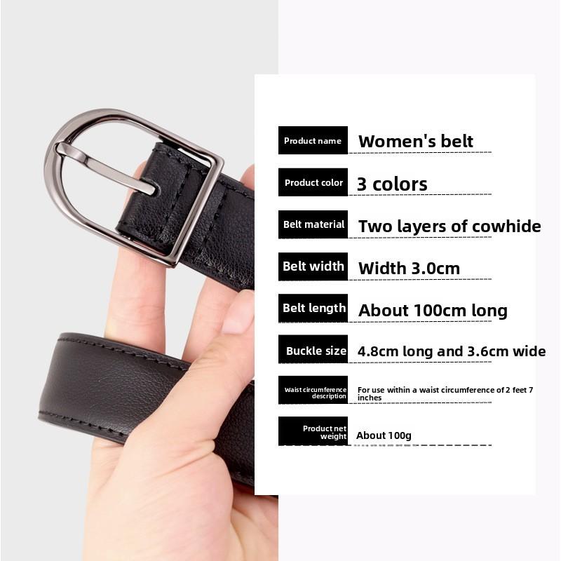 Genuine Leather Womens Belt With Metal Pin Buckle For Casual Or Office Wear
