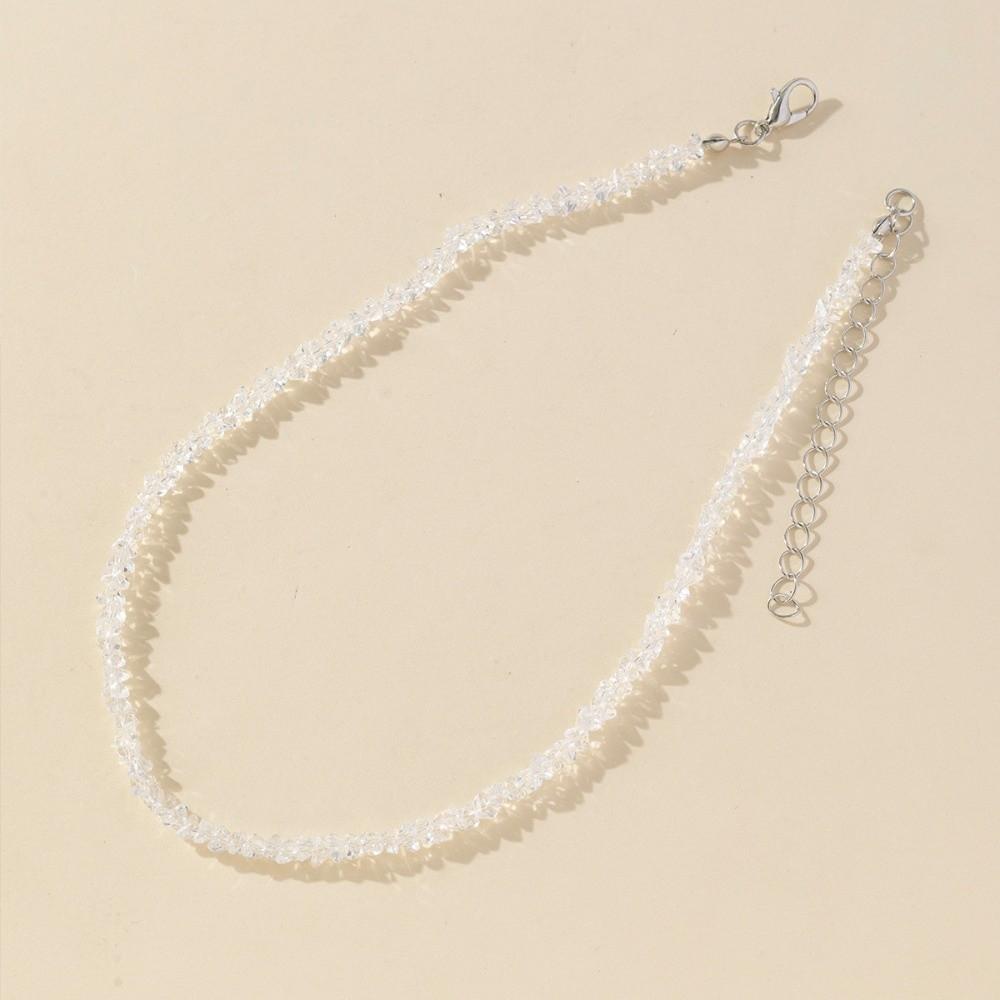 Multi-faceted Crystal Glass Crystal Choker Necklace Simple Collarbone Necklace Women