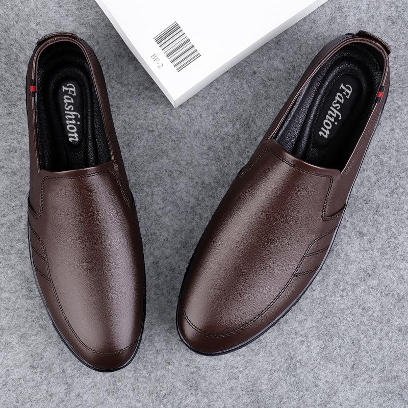 6688 Men'S Shoes Loafers Leather Shoes Foot Cowhide Surface One Pedal Flat-Soled Handmade Casual Shoes Large Size Single Shoes