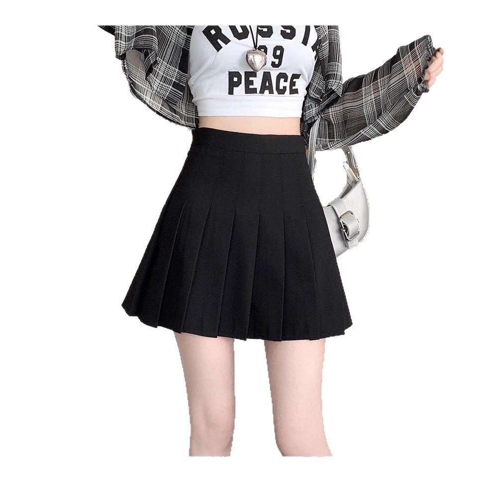 Women's High Waist Black Pleated A-line Skirt - Autumn Slimming Petite Midi