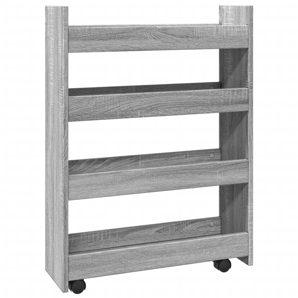 Narrow Storage Trolley 4 Tier Grey Sonoma Particleboard