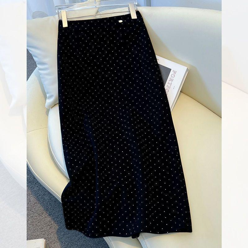 Damen Grau Woll Kariert A-Linie Bodycon Midi Rock - Bestseller für Herbst/Winter 2025