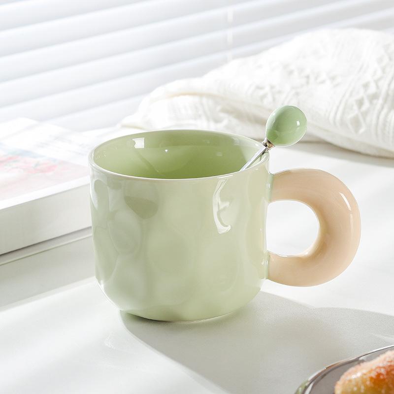 Creamy Style High Value Mug with Lid Spoon for Girls Birthday Gifts Large Capacity Water Cup Office Ceramic Cup