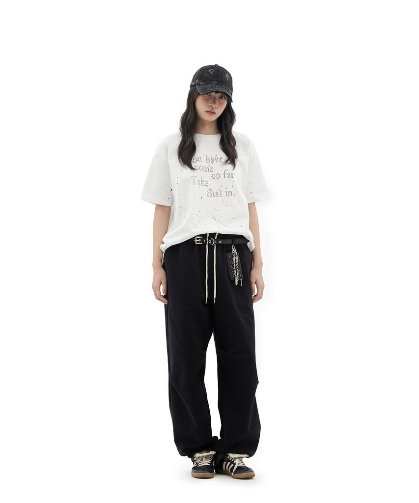 Depeugameoncheu Grunge Text Damaged T-Shirts [White]