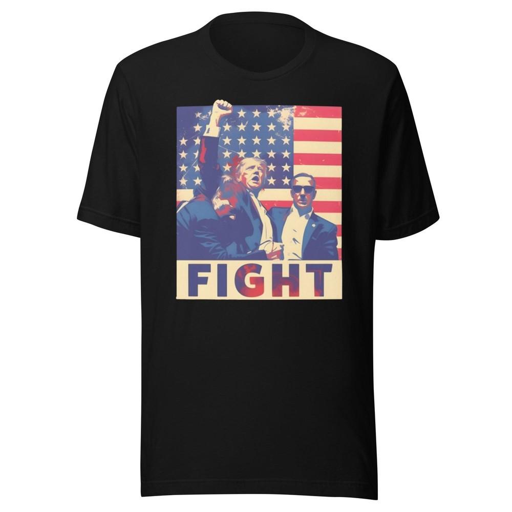 Trump Tshirt Fight Surrounded By Secret Service Short Sleeve Unisex Crew Neck To Unisex T-Shirt L