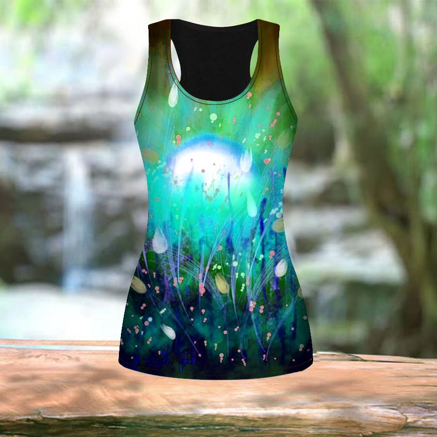 3D Illuminated Flower Print Women Workout Yoga Gym Printed Summer Sport Shirts Plus Size Vests