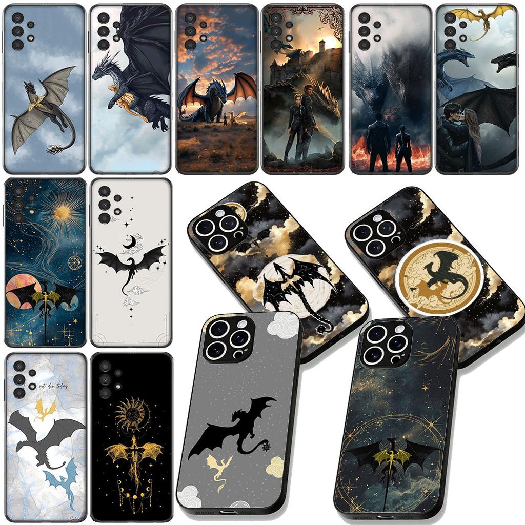 Book Dragon Fourth Wing Phone Case for Samsung Galaxy A06 A05 A14 A50 A51 A52 A12 A13 A23 A70 A07 A25 A26 A72 A56 Soft Cover