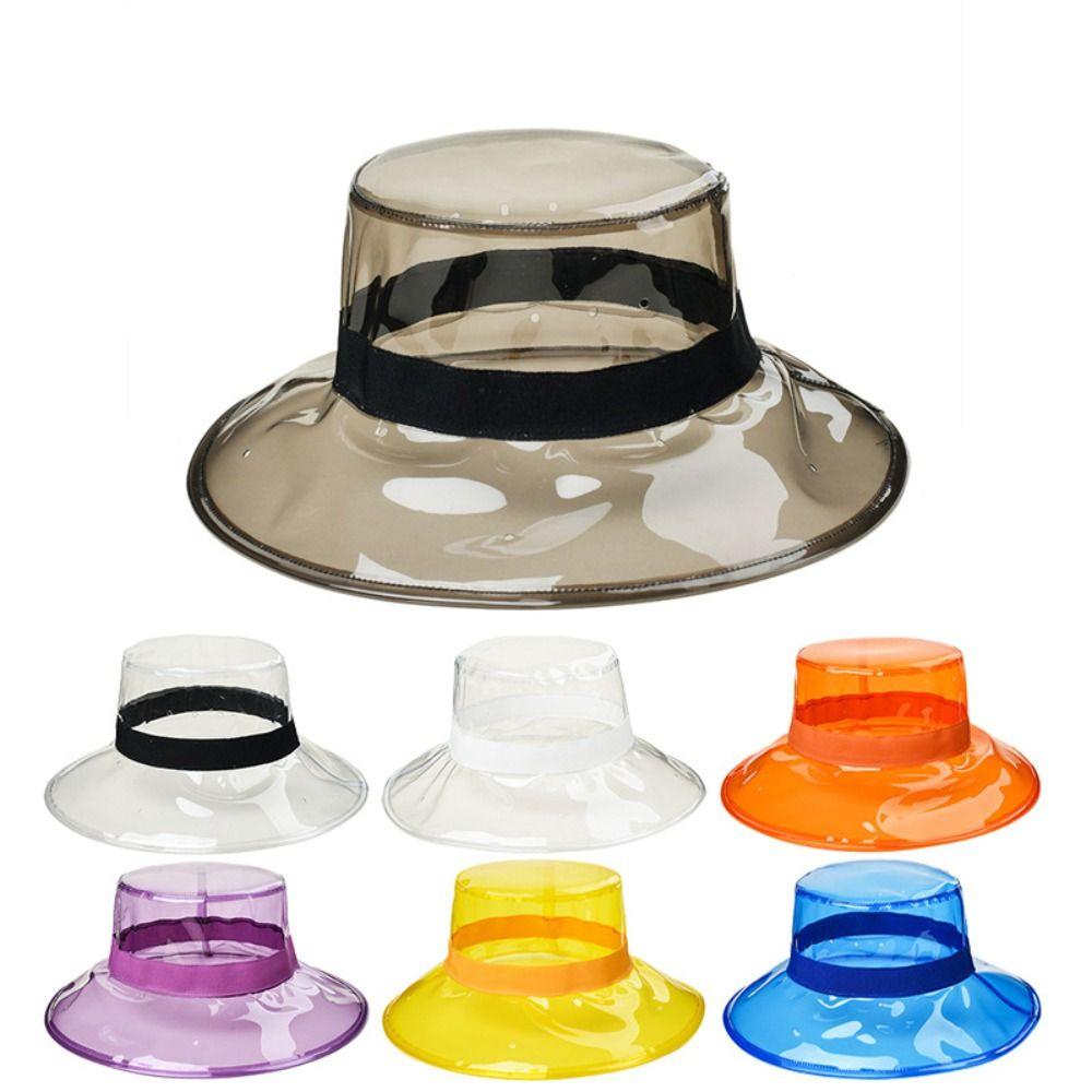 

Waterproof Clear Bucket Hat Solid Color Sun Cap Casual Transparent Fisherman Hat Fashion Show білий