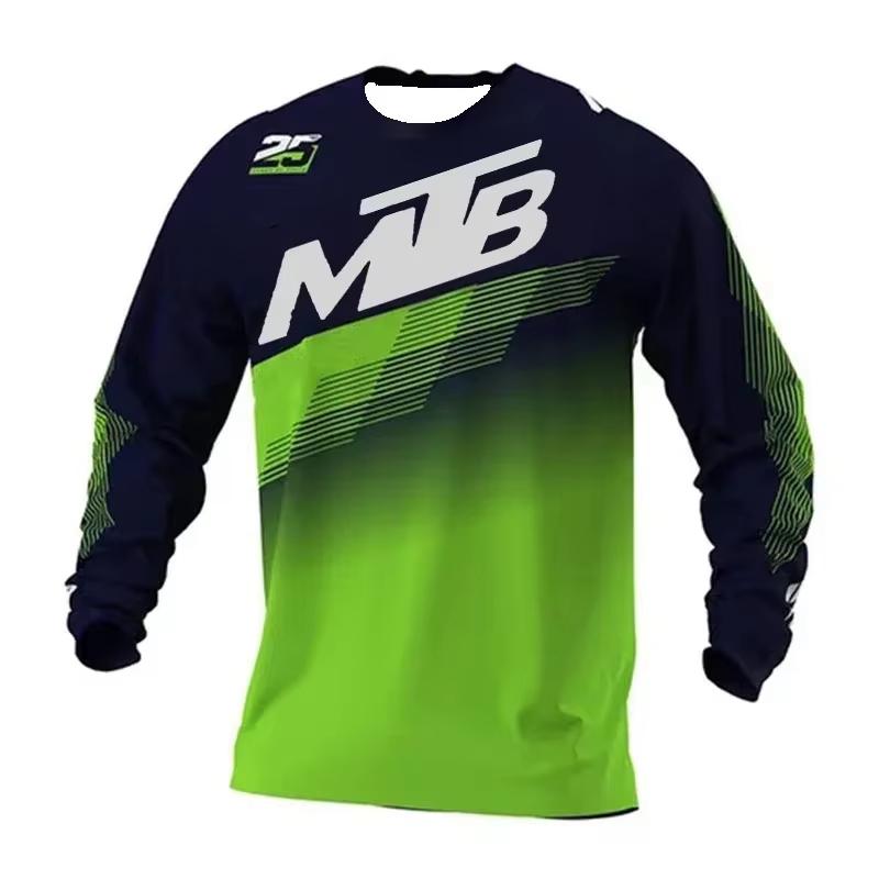 Breathable MTB Long Sleeve Shirt Gradient Print Mountain Bike Dirt Bike Family Riding Jersey