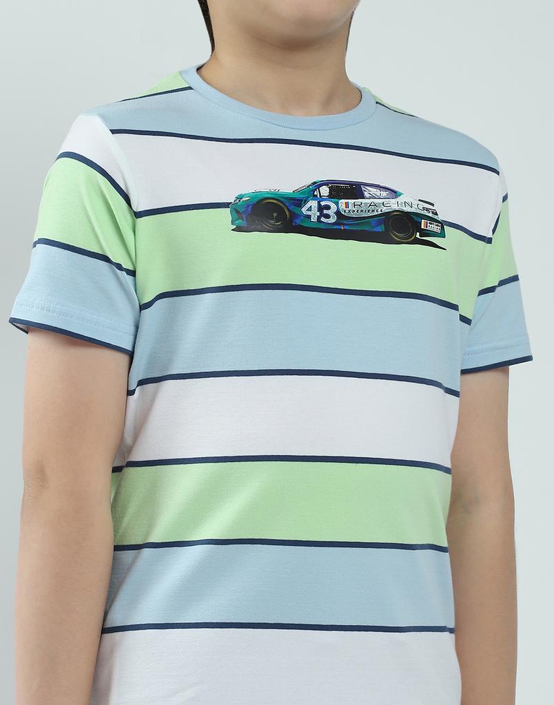 Monte Carlo Boy's Striped Pattern Regular Fit Half Sleeve T-Shirt