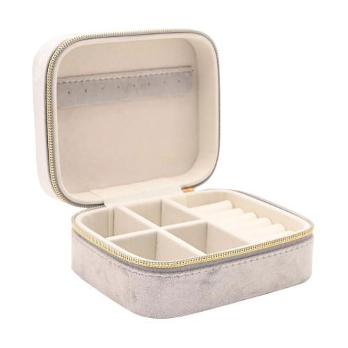 Sophia Classic Velvet Jewellery Box - Silver