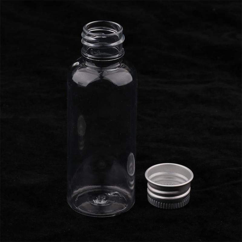 10pcs Transparent Plastic Empty Bottle Clear Storage Jars Tin Pot Cosmetic Containers With Aluminum Cap Lids For Home Kitchen