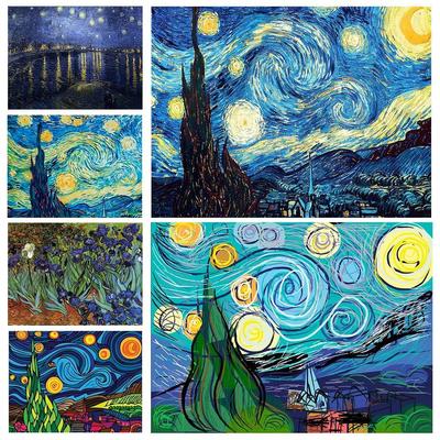 Pittura diamante 5D Van Gogh Cielo stellato Paesaggio Diamante Ricamo Pittura Punto croce Pittura Mosaico Decorazione domestica fai da te
