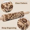 Christmas Embossed Rolling Pin for Baking Cookies Embossing Rolling Pins with Design Wooden Engraved Springerle Roller Pin Dough Patterned Clay