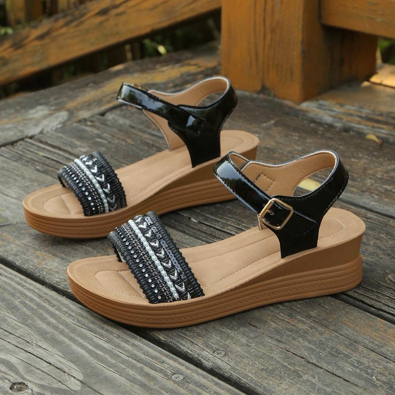 Fashion Fashionable Wedge Sandals for Women Summer New Comfortable Non-sliding Shoes for Women Casual Outdoor Beach Platform Sandals