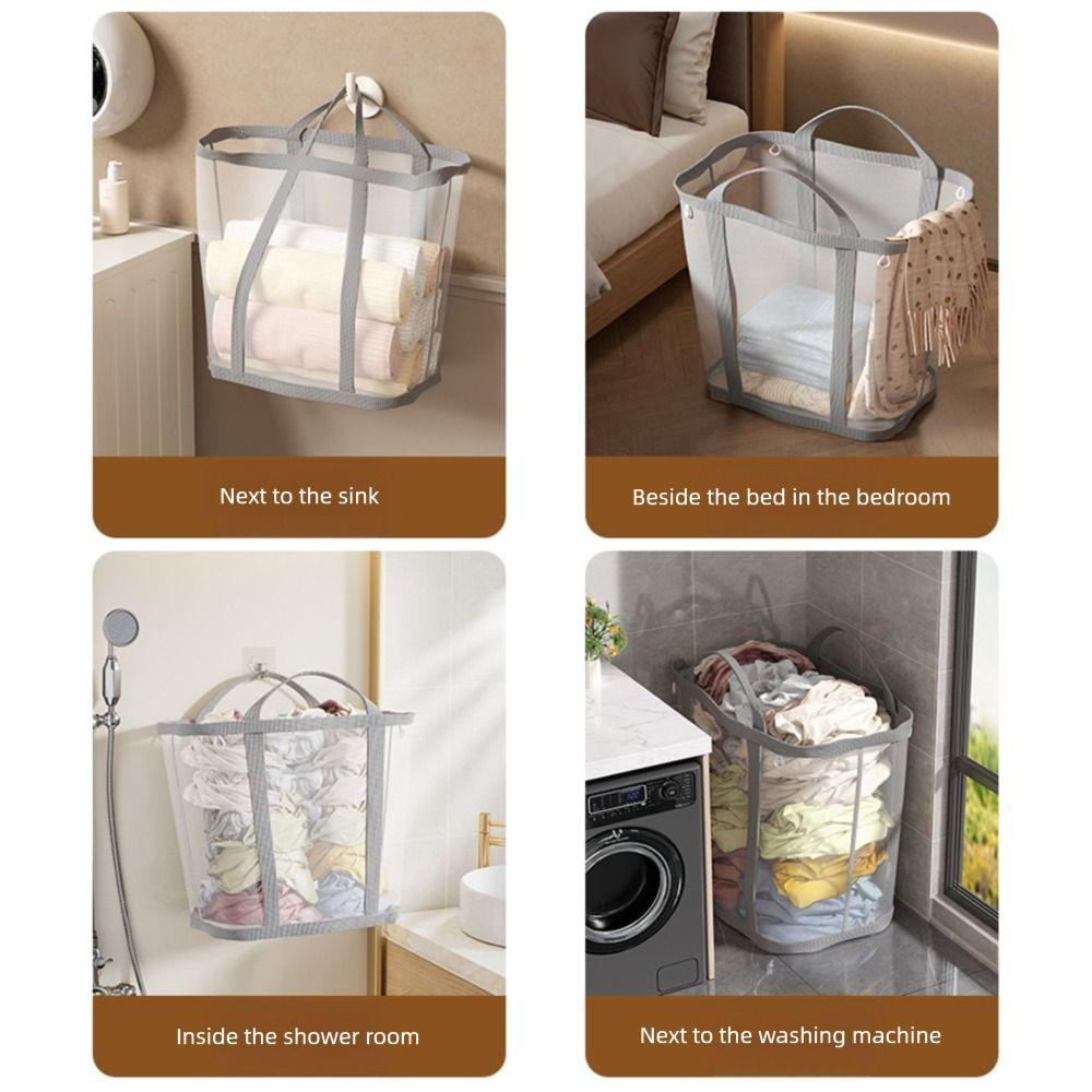 Breathable Mesh Dirty Clothes Basket Nylon Toys Storage Bag Storage Basket Home Organization