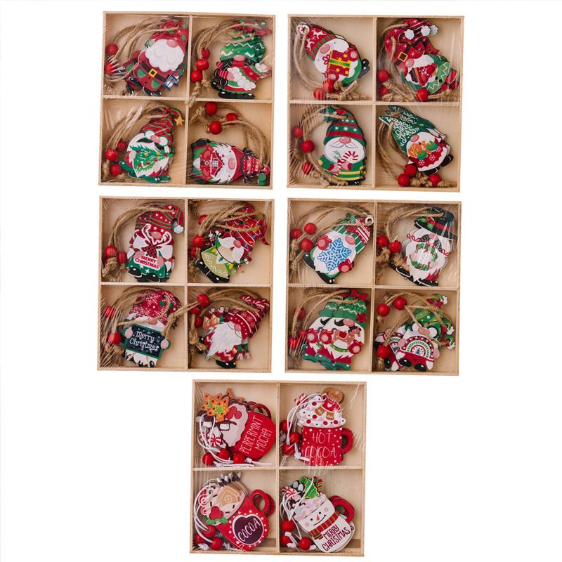12Pcs Gnomes Pendants For Xmas Tree Christmas Decoration New Year Gift Wooden 2025 Christmas Hanging Ornaments