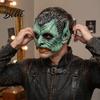 Soft Foam Vampire Pointy Ears Halloween Half Mask Mask Green Face with & Sharp Teeth Retro Distressed Party Lightweight