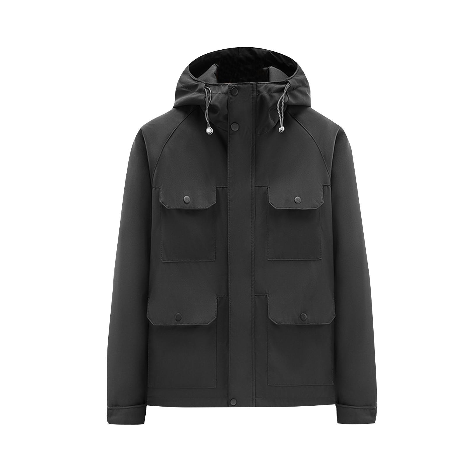 

Повседневная и модная универсальная рабочая куртка мужская куртка с капюшоном XXXL чёрный