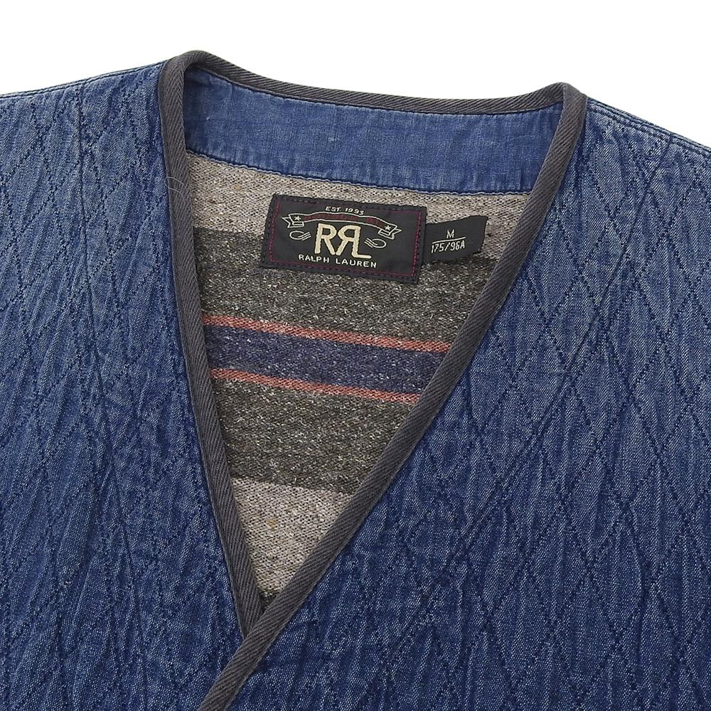 RRL Indigo Dyed Diamond Quilted Vest, Men's, Blue, Size M Best M blueUsed