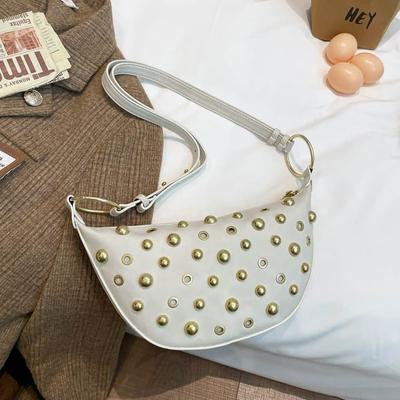 Rivet Crescent Bag Women's Metal Decoration Underarm Bag