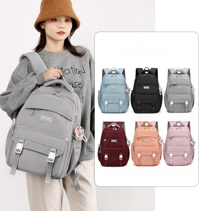 

Large Capacity Korean New Style High School Students Personalized College Style Solid Color Backpack for Women