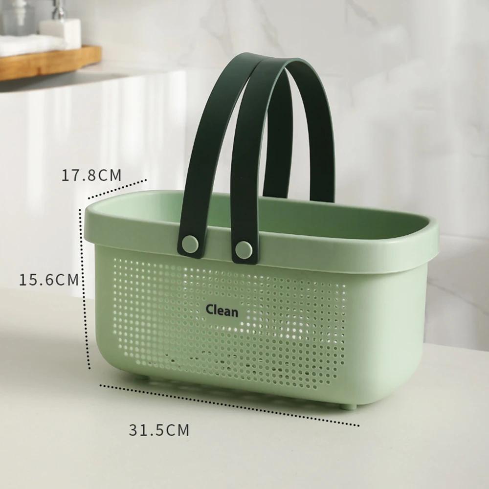 Durable Plastic Laundry Basket Large Capacity Clothes Organizer with Silicone Handle for Shower Room Bathroom Washhouse Rattan