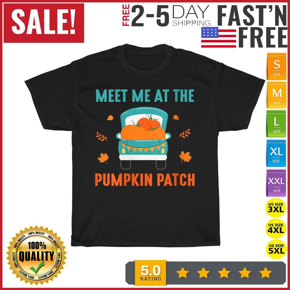 

Thanksgiving Day Tee Funny Autumn Leaves Pumpkin Truck Patch T Shirt Men Women L