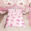 Christmas Pink Red Bow Candy Cane Duvet Cover Set Xmas Cute Ribbon Print Bedding Set For Girls Holiday Bedroom Home Decoration
