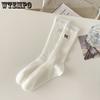 5pcs White Bow Socks Women Ballet Style Mid-calf Socks Summer Thin Stockings Cotton Stacked Socks