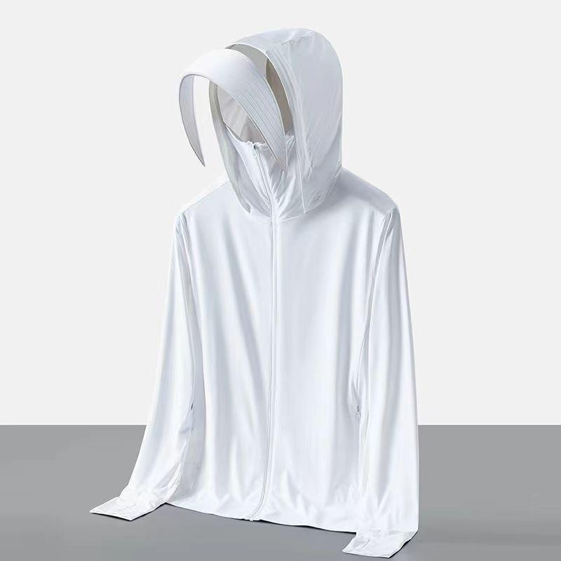 "Unisex UV Protection Detachable Brim Ice Silk Jacket"