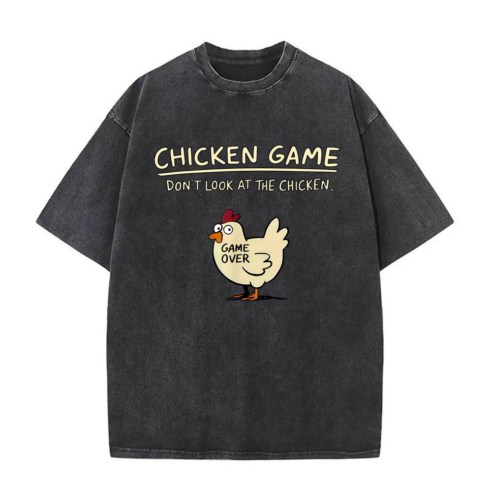 

Chicken Game Make Some Lava Chicken Print Washed Tshirt Funny Miners Graphic T Shirts Unisex High Quality Vintage Tshirt Tops S