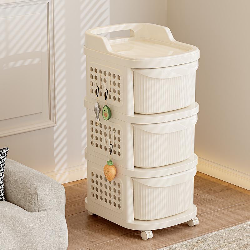 Movable Cream Storage Rack: Small Trolley with Drawer for Toys & Snacks