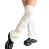 Women Knitted Over Knee Leg Warmers Stockings Solid Color Flared Thigh High Leg Covers Footless Long Socks Streetwear