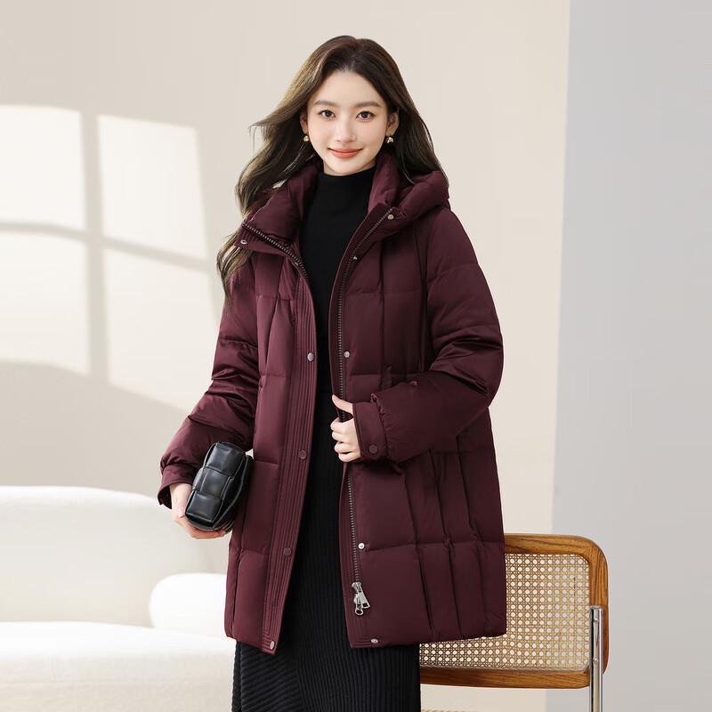 

SNOWFLYING Women s 2024 Winter Mid-Length Hooded Down Jacket X40145332F 165/88A