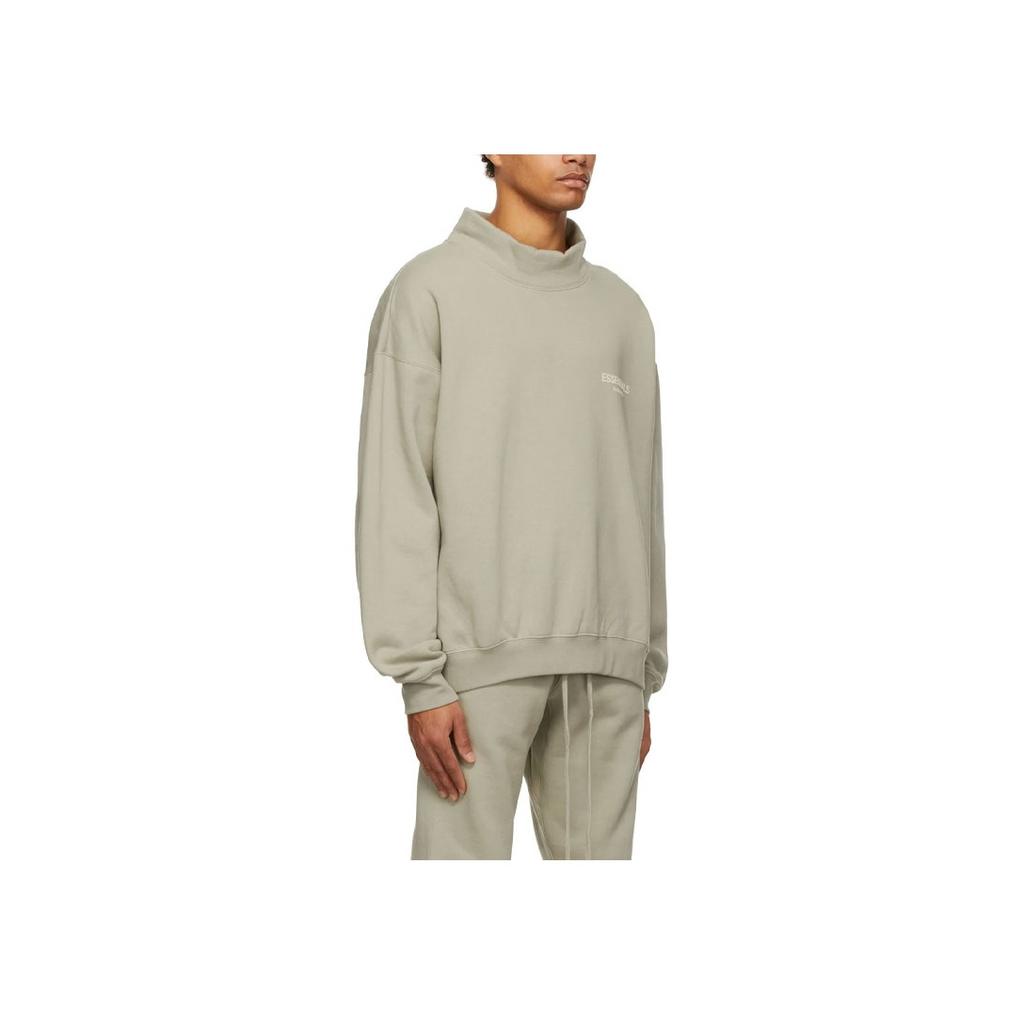 Fear of God Essentials Flocking Logo Long Sleeve Fleece Pullover Sweatshirt Men Sweatshirt Heather-Green FOG-SS22-254