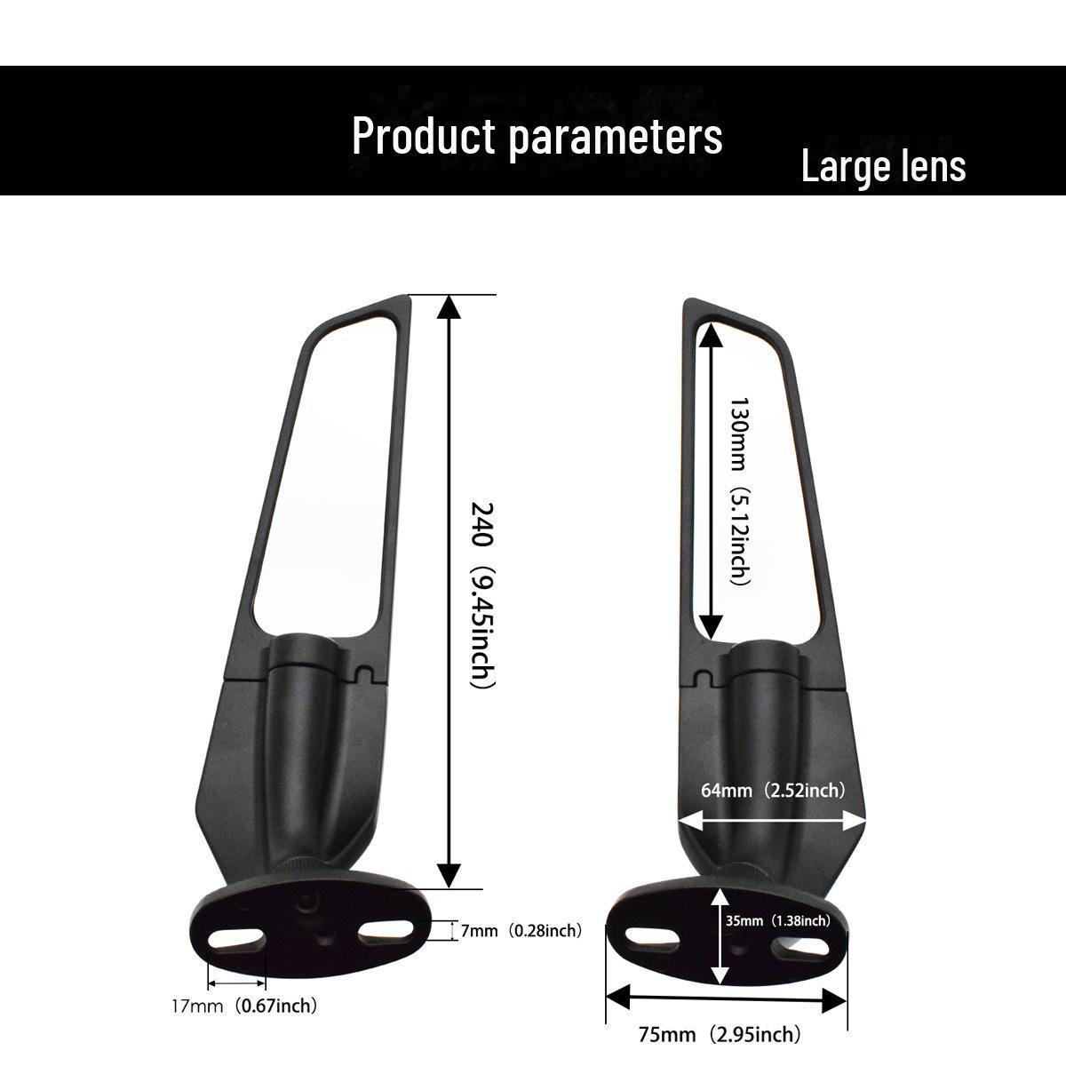 

Модифицированное зеркало заднего вида Wind Knife для GSX250, GSXR600, Ninja 600, SR250 — конструкция с фиксированным крылом для гоночных и спортивных мотоциклов.