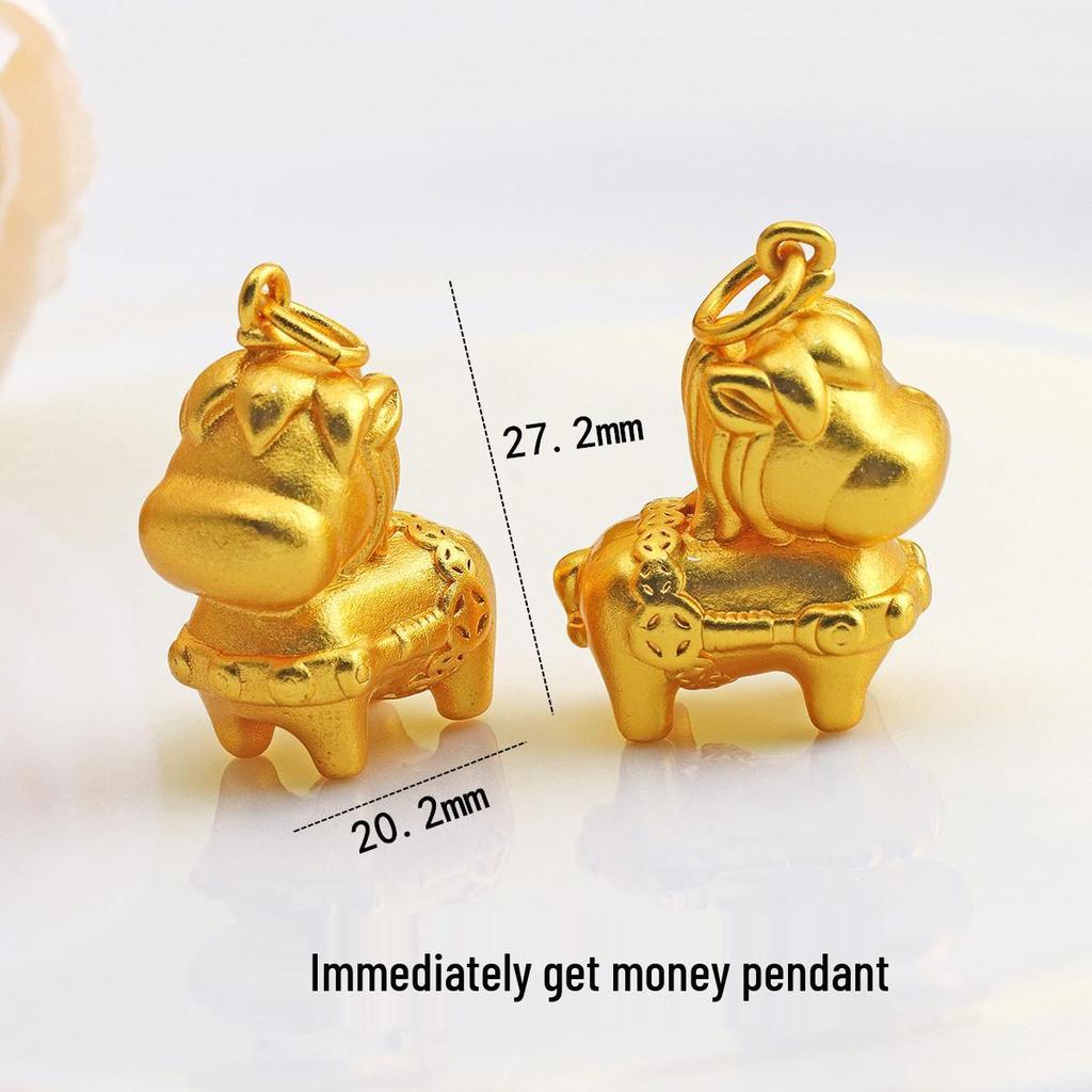 Vietnamese Gold Inlaid Zircon Kirin Pendant DIY Braided Rope Necklace – Long-lasting Color