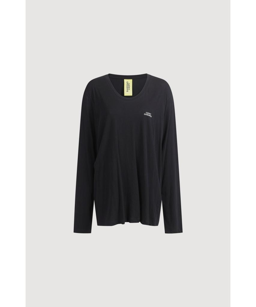 LUCKY CHOUETTE U Neck Loose Fit Long Sleeve T-Shirt (Black) Lftx25465Bkx