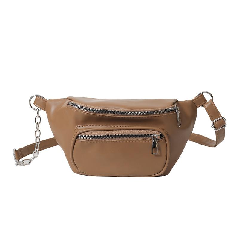 New Fashi PU Leather Chain Waist Bag for Women - Crossbody Chest Bag