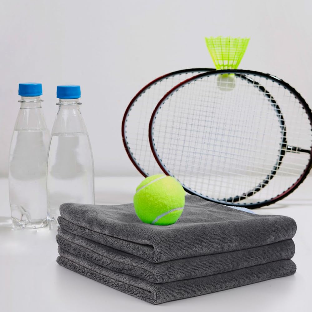 SINLAND Quick-Drying Face Towels, Sports Microfiber Towels, 40cm x 80cm, Set of 3, Gray
