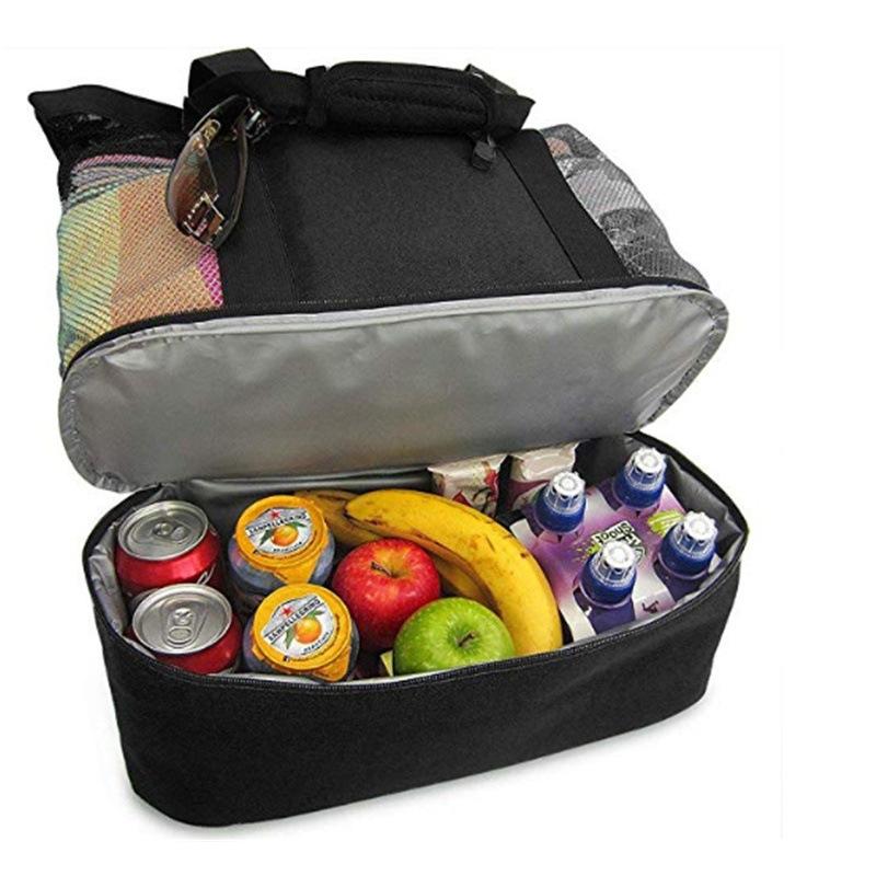 Přenosná termoizolační plážová kabelka Dvouvrstvá Tote Lunch Skladování potravin Taška Travel