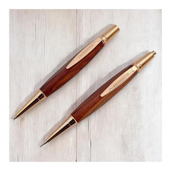 LACHIEVA Luxury Karin Wood Ballpoint Pen & Mechanical Pencil Set, Triangular Grip Design, Unisex Gift