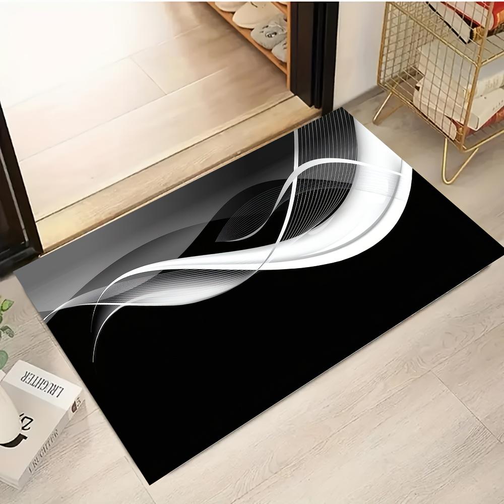 

1pc Modern Wave Rug – Sleek Black & White Design, Stylish Mat for Living Room, Bedroom, Entryway Decoration floor mat 40x60cm16x24in